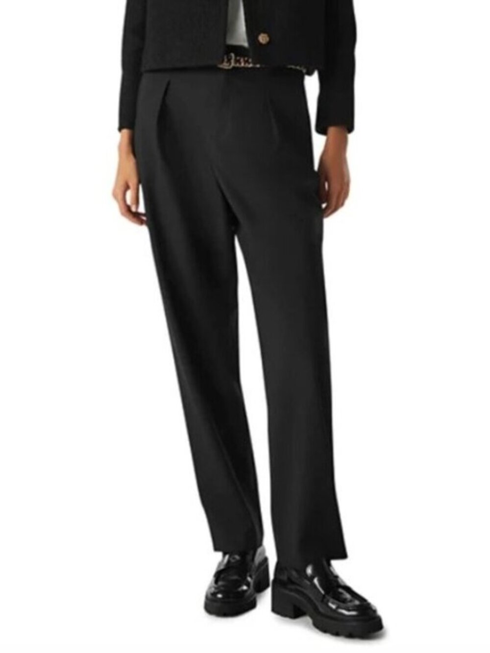 New Ba&sh Justice Wool Blend Pleated Trouser Black 38, 6 $275